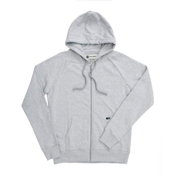 Mens Organic Cotton Zip Heather Grey Hoodie XL