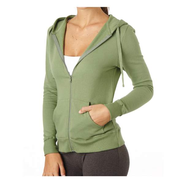 Women's Organic Cotton Full Zip Sage Hoodie L