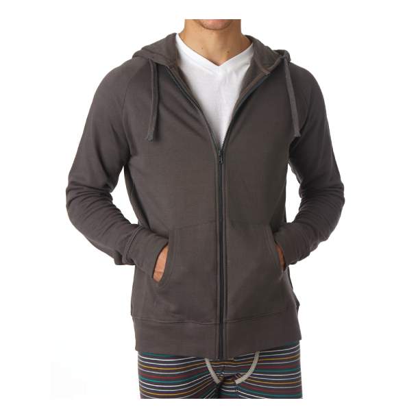 Mens Organic Cotton Full Zip Charcoal Hoodie M
